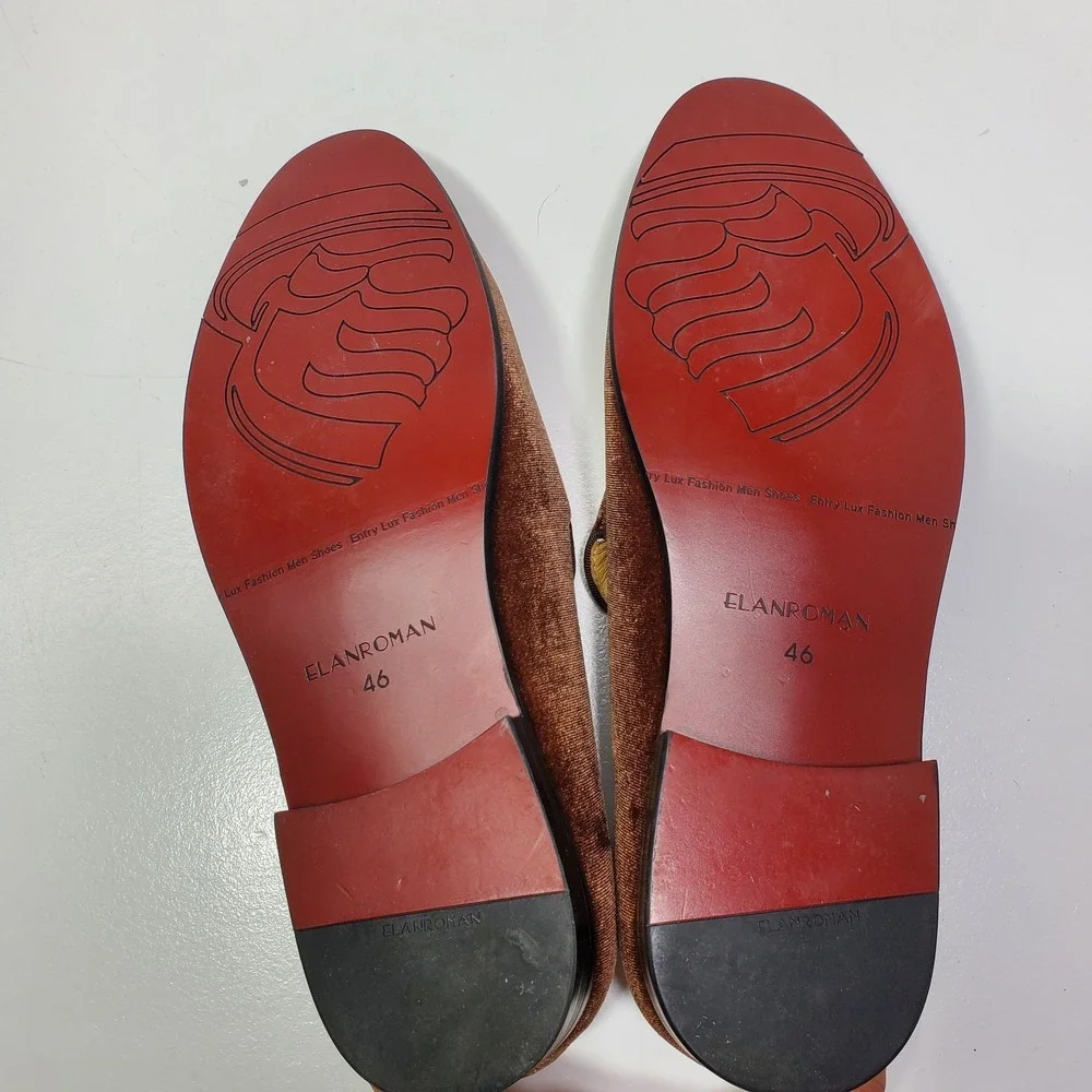 Elanroman‎ Men's Velvet Loafers Dress Wedding Party Prom Shoes Sz 12,12.5 (46)